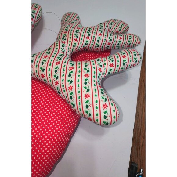 Large Handmade Red & White Polka Dot Reindeer Pillow Christmas Decor Mid Century - Picture 14 of 15